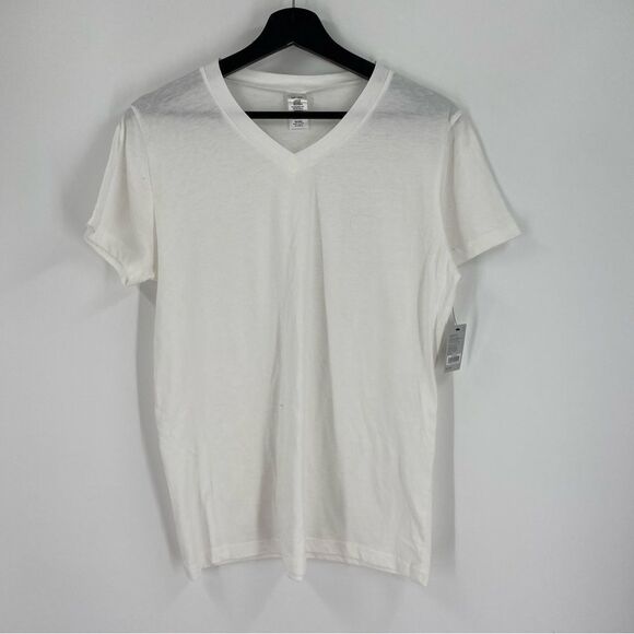 West Loop Women’s V Neck Short Sleeve White Basic Tee size L - Picture 1 of 4